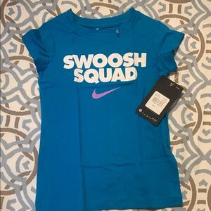Nike Blue T-Shirt with Pink Swoosh
